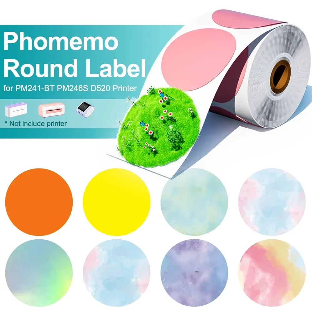 Round Sticker Thermal Labels Colored - Phomemo PM241 Shipping Printer Label Sticker