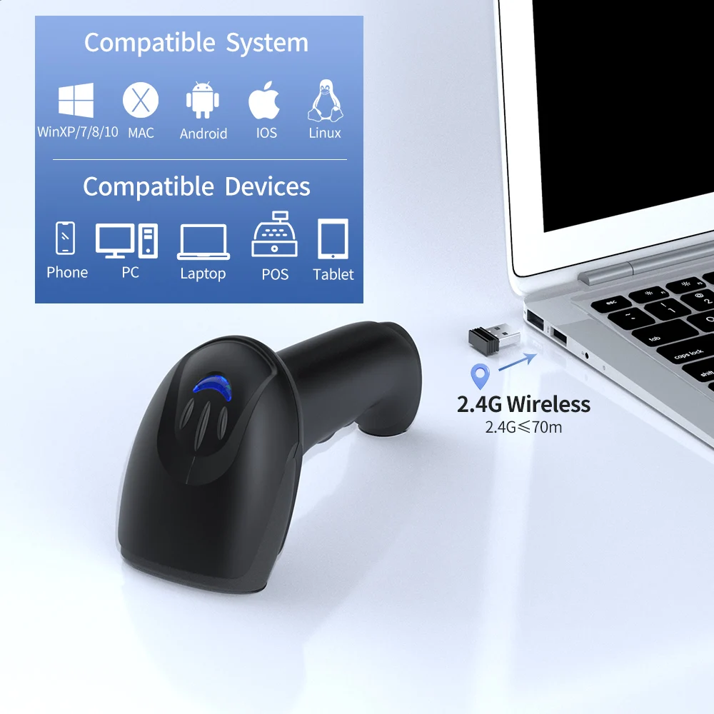 GTCODESTAR Handheld Wireless B - Wireless Barcode Scanner 2D Qr Laser recension och pris
