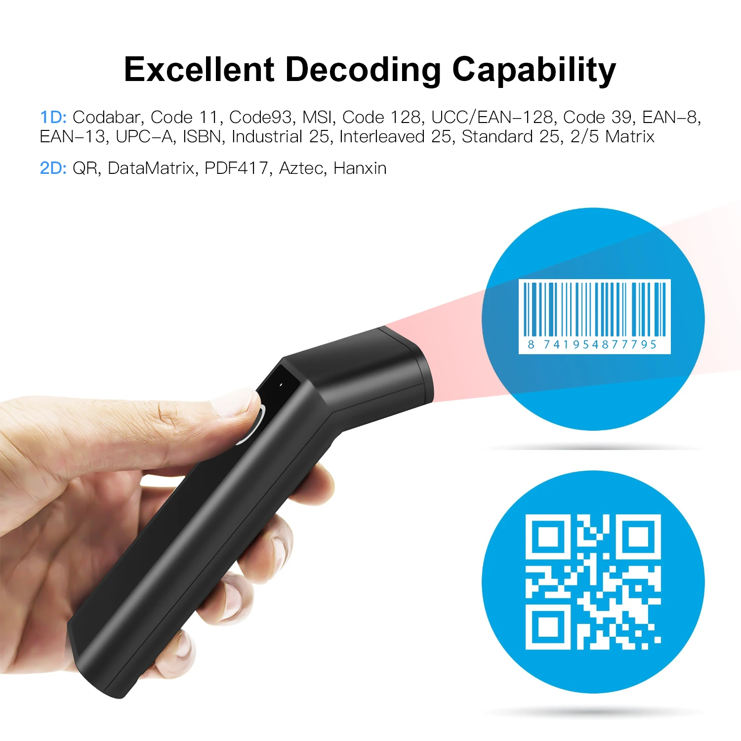 Industrial Rugged Long Range W - Wireless Barcode Scanner 2D Qr Laser recension och pris