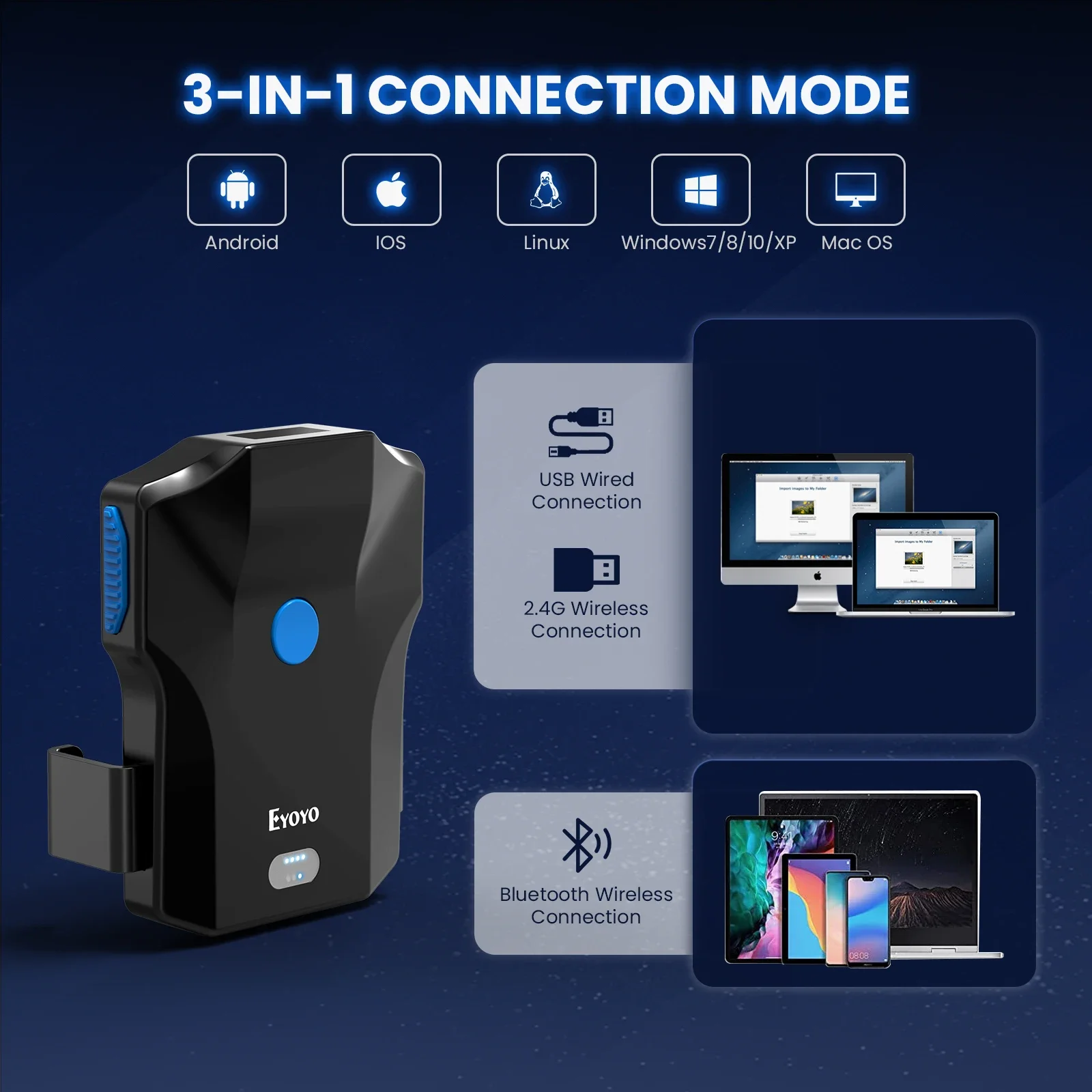 Eyoyo Portable Bluetooth Barco - Wireless Barcode Scanner 2D Qr Laser recension och pris