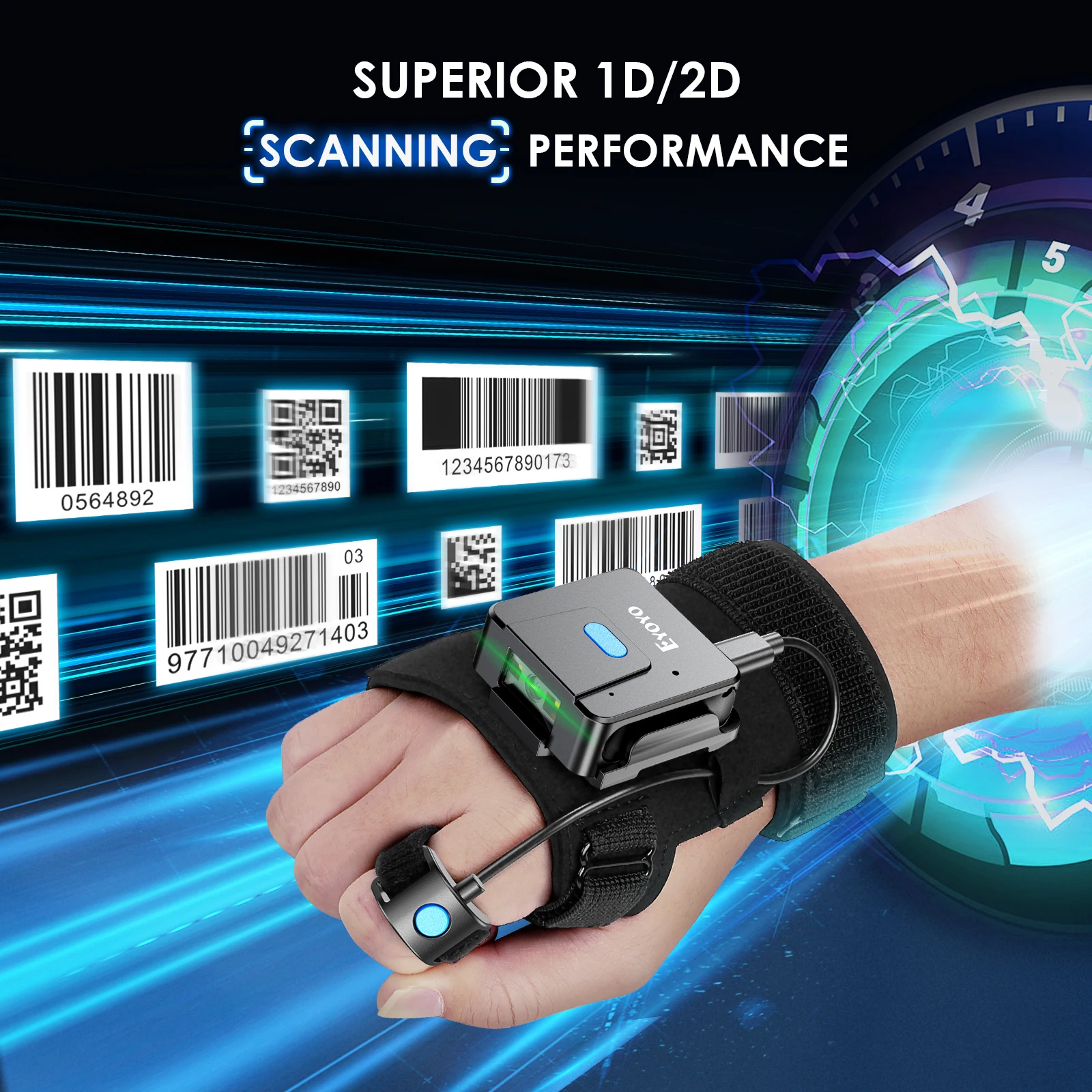 Eyoyo Wearable 2D Bluetooth Ba - Wireless Barcode Scanner 2D Qr Laser recension och pris