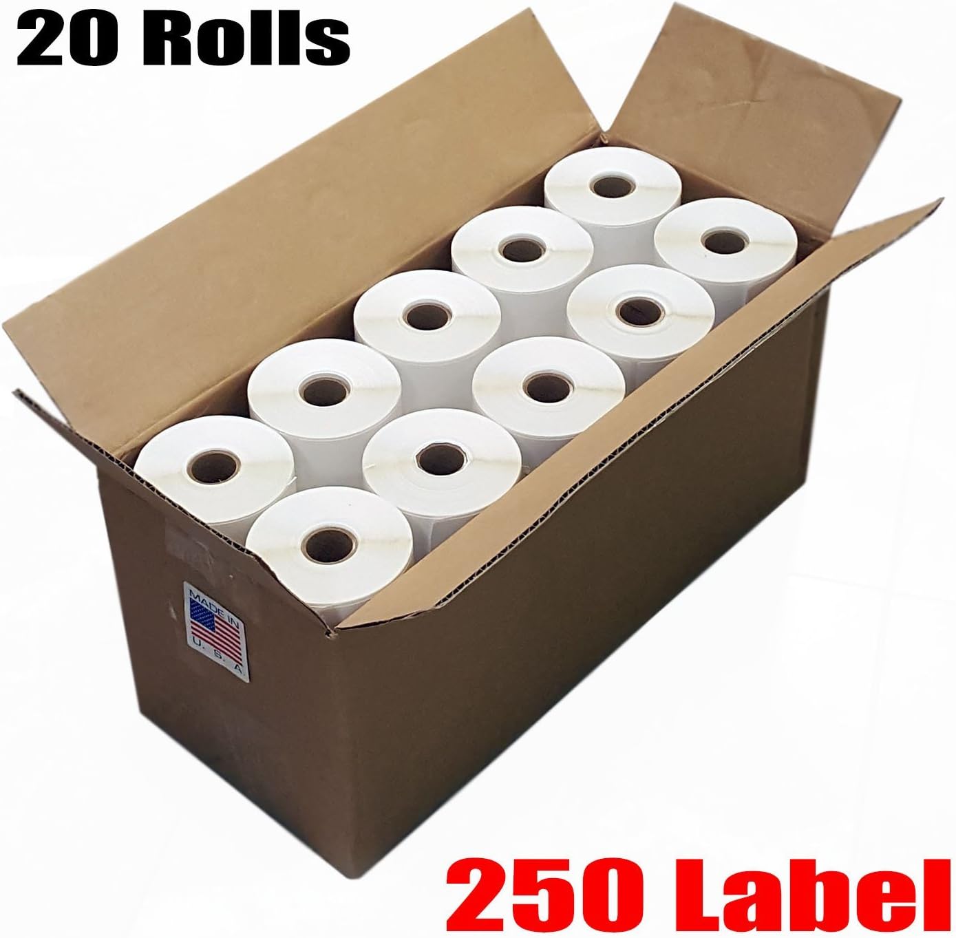 20 Rolls of 250 (USA Made) 4x6 - Thermal Shipping Label Roll 4X6 500 recension och pris
