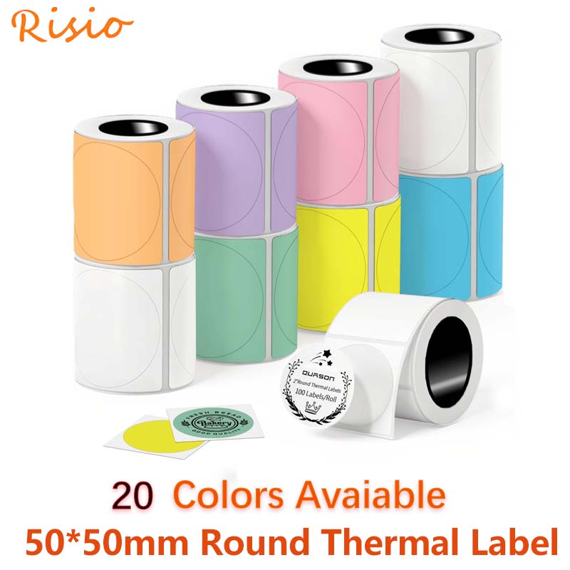 50x50mm Round Thermal Label Ro - Round Sticker Thermal Labels Colored recension och pris