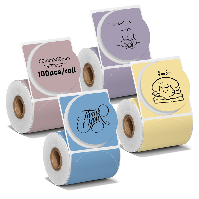4 Rolls 2 Inch Round Colorful  - Round Sticker Thermal Labels Colored recension och pris