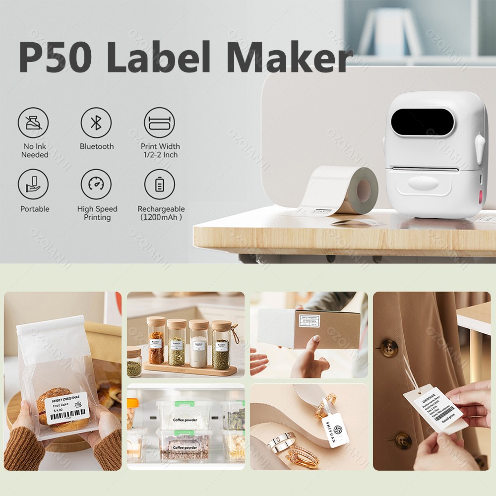 Portable Thermal Label Printer - Round Sticker Thermal Labels Colored recension och pris