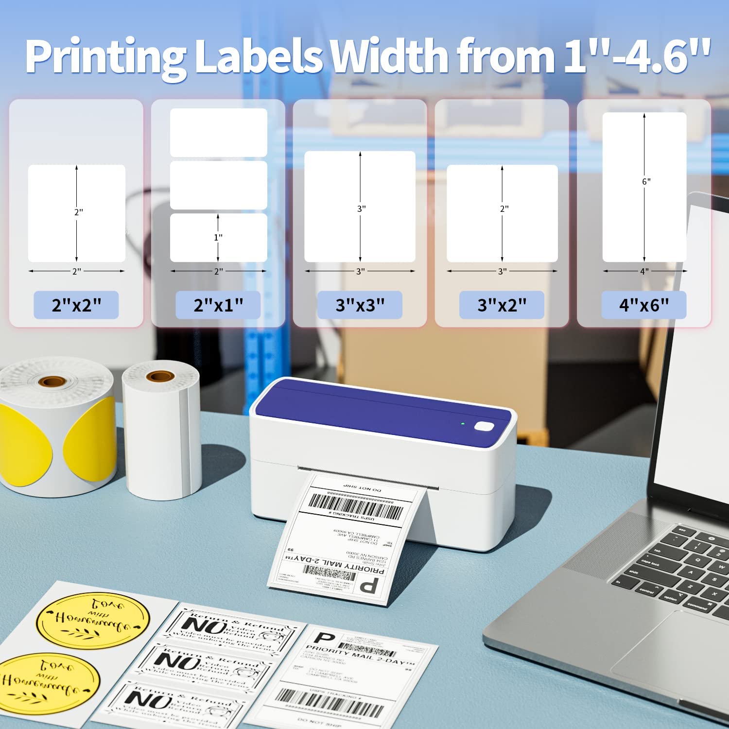 Phomemo 241bt 4x6 Shipping Pac - Thermal Label Printer 4X6 Shipping recension och pris